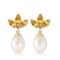 9.5 Carat 14K Solid Gold Dangling Earrings pearl Citrine