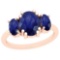 3.00 Ctw Blue Sapphire 14K Rose Gold Vintage Style Ring