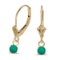 Certified 14k Yellow Gold Round Emerald Lever-back Earrings