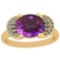 2.85 Ctw I2/I3 Amethyst And Diamond 10K Yellow Gold Vintage Style Ring