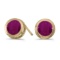 Certified 14k Yellow Gold Round Ruby Bezel Stud Earrings