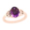 Certified 0.75 Ctw Amethyst 14K Rose Gold Solitaire Ring