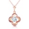 14K Solid Rose Gold Necklace with Natural Aquamarines