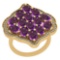 5.26 Ctw I2/I3 Amethyst And Diamond 10K Yellow Gold Vintage Style Ring
