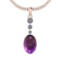 Certified 23.27 Ctw I2/I3 Amethyst And Diamond 14K Rose Gold Pendant