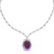 26.18 Ctw VS/SI1 Amethyst And Diamond 14k White Gold Victorian Style Necklace