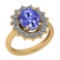 3.28 Ctw VS/SI1 Tanzanite And Diamond 14K Yellow Gold Vintage Style Ring