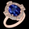 5.65 Ctw VS/SI1 Tanzanite And Diamond 10K Rose Gold Vintage Style Ring