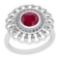 1.49 Ctw Ruby And Diamond SI2/I1 14K White Gold Vintage Style Ring