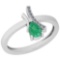 0.54 Ctw Emerald And Diamond I2/I3 14K White Gold Vintage Style Ring