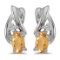 Certified 14k White Gold Oval Citrine And Diamond Earrings