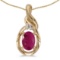 Certified 14k Yellow Gold Oval Ruby And Diamond Pendant