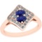 1.33 Ctw VS/SI1 Blue Sapphire And Diamond 14K Rose Gold Vintage Style Ring