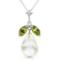 7.2 Carat 14K Solid White Gold Necklace Natural Peridot White Topaz