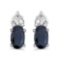 Certified 14k White Gold Oval Sapphire Earrings