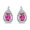 Certified 14k White Gold Oval Pink Topaz And Diamond Earrings 0.88 CTW