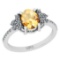 1.71 Ctw I2/I3 Citrine And Diamond 10K White Gold Promises Ring