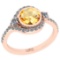 1.58 Ctw I2/I3 Citrine And Diamond 10K Rose Gold Engagement Ring
