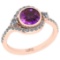 1.58 Ctw I2/I3 Amethyst And Diamond 10K Rose Gold Engagement Ring