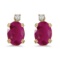 Certified 14k Yellow Gold Oval Ruby And Diamond Earrings