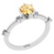 0.64 Ctw I2/I3 Citrine And Diamond 10K White Gold Promises Ring