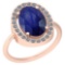 2.76 Ctw Blue Sapphire And Diamond I2/I3 14K Rose Gold Vintage Style Ring