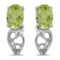 Certified 14k White Gold Oval Peridot And Diamond Earrings