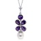 3.65 Carat 14K Solid White Gold Fleurs Rustique Amethyst pearl Necklace