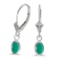 Certified 14k White Gold Oval Emerald Bezel Lever-back Earrings