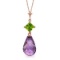 14K Solid Rose Gold Necklace with Peridot & Purple Amethyst