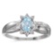 Certified 14k White Gold Oval Aquamarine And Diamond Ring