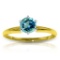 0.65 Carat 14K Solid Gold Solitaire Ring Natural Blue Topaz