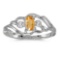 Certified 10k White Gold Oval Citrine And Diamond Ring