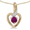 Certified 14k Yellow Gold Round Ruby And Diamond Heart Pendant