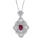 Certified 14k White Gold Ruby and .08 ct Diamond Pendant