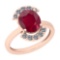 1.39 Ctw Ruby And Diamond I2/I3 14K Rose Gold Vintage Style Ring