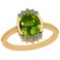 2.64 Ctw I2/I3 Peridot And Diamond 10K Yellow Gold Vintage Style Ring