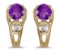 Certified 14k Yellow Gold Round Amethyst And Diamond Earrings