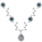 9.07 Ctw I2/I3 Treated Fancy Blue And White Diamond 14K White Gold Vingate Style Necklace