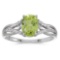 Certified 10k White Gold Oval Peridot And Diamond Ring