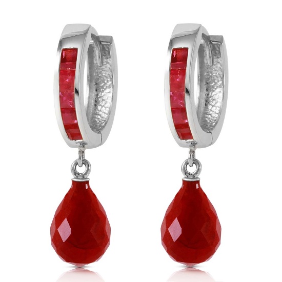 7.8 Carat 14K Solid White Gold Classic Stays Ruby Earrings
