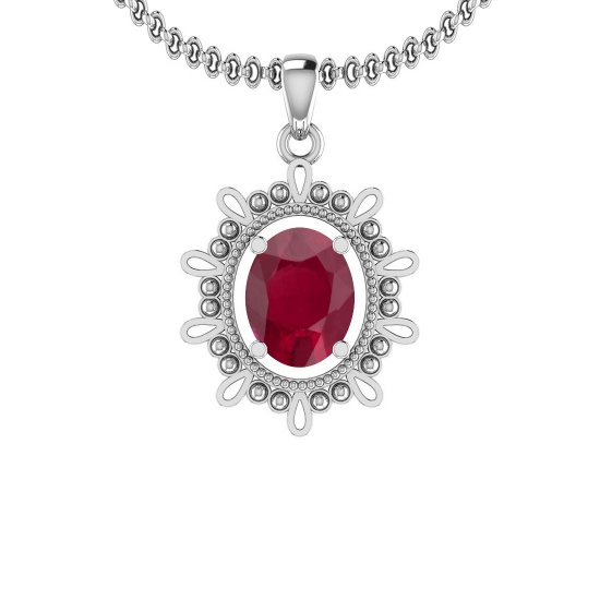 2.00 Ctw Ruby 14K White Gold Necklace