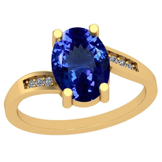 2.70 Ctw VS/SI1 Tanzanite And Diamond Platinum 14K Yellow Gold Plated Vintage Style Ring