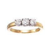 Certified 14k Yellow Gold 0.50 Ct Three Stone Diamond Ring