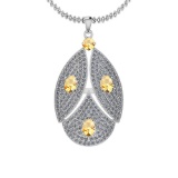 Certified 4.76 Ctw I2/I3 Citrine And Diamond 14K White Gold Pendant