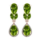 6.79 Ctw VS/SI1 Peridot And Diamond 10K Rose Gold Dangling Earrings