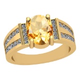 2.68 Ctw Citrine And Diamond I2/I3 10K Yellow Gold Vintage Style Ring