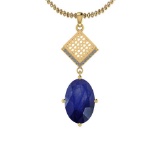 3.07 Ctw Blue Sapphire And Diamond I2/I3 14K Yellow Gold Pendant