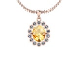 2.69 Ctw Citrine And Diamond I2/I3 10K Rose Gold Vintage Style Pendant