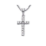 Certified 14K White Gold Diamond Cross Pendant